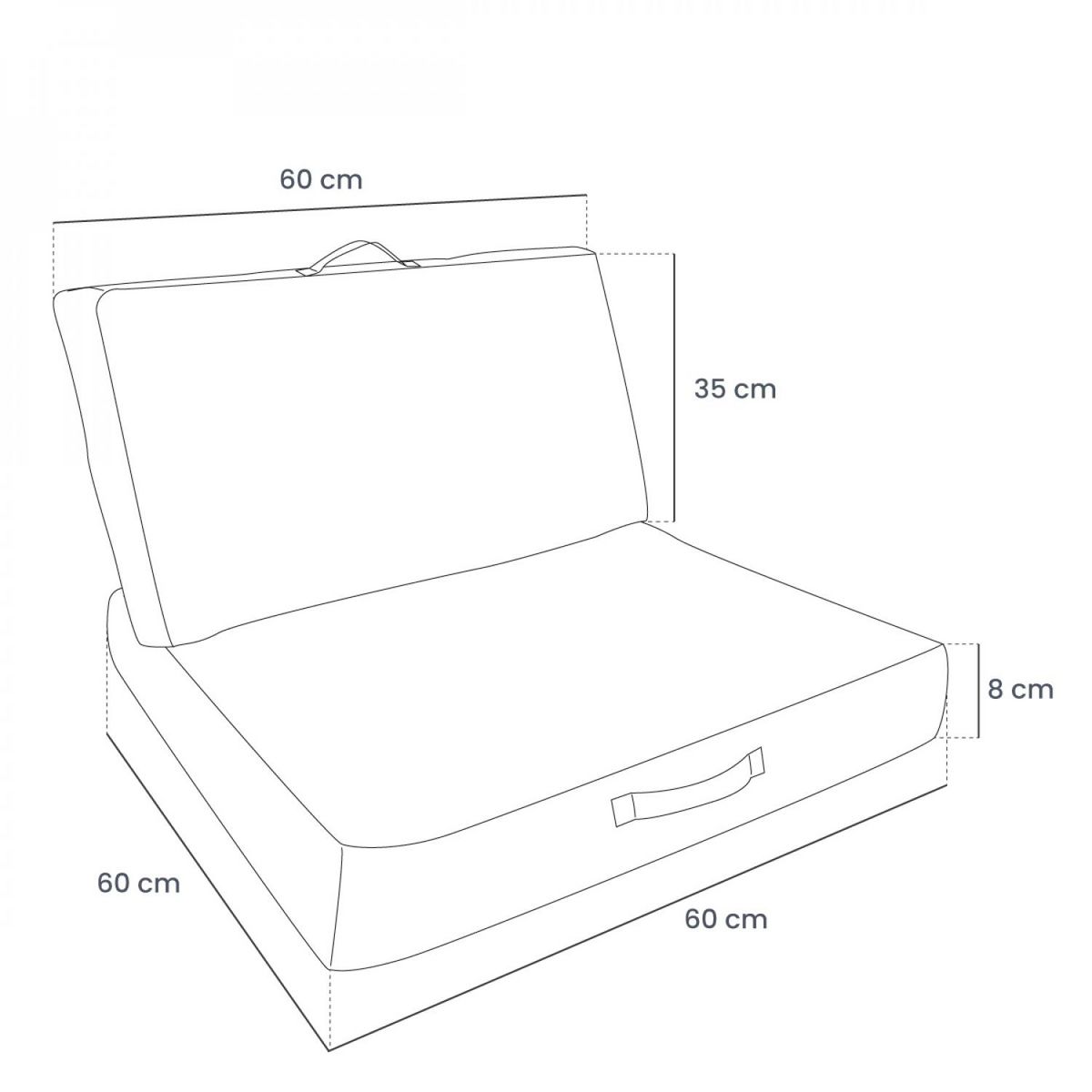 LINXOR Kit de coussins pour salon de jardin déhoussables - 60 x 60 cm