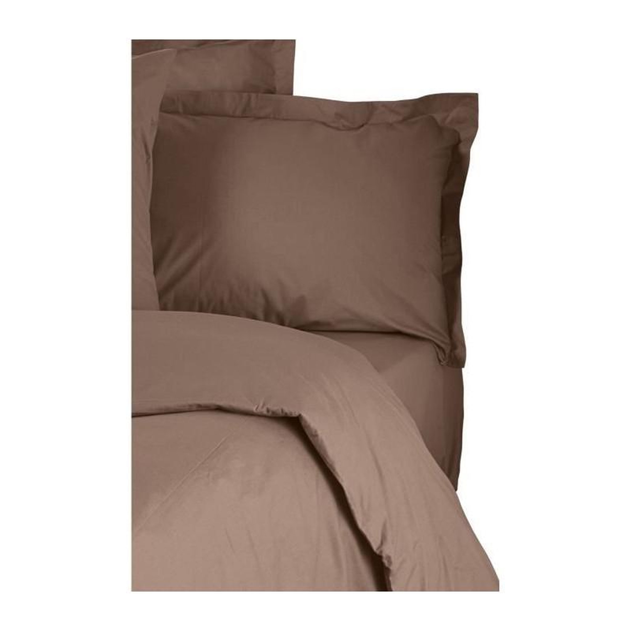 Voir la diapositive 4 : GENERIQUE Parure de lit - 1 housse de couette 220 x 240 cm + 2 taies d'oreiller 60 x 60 cm - 100% coton renforcé - Brun
