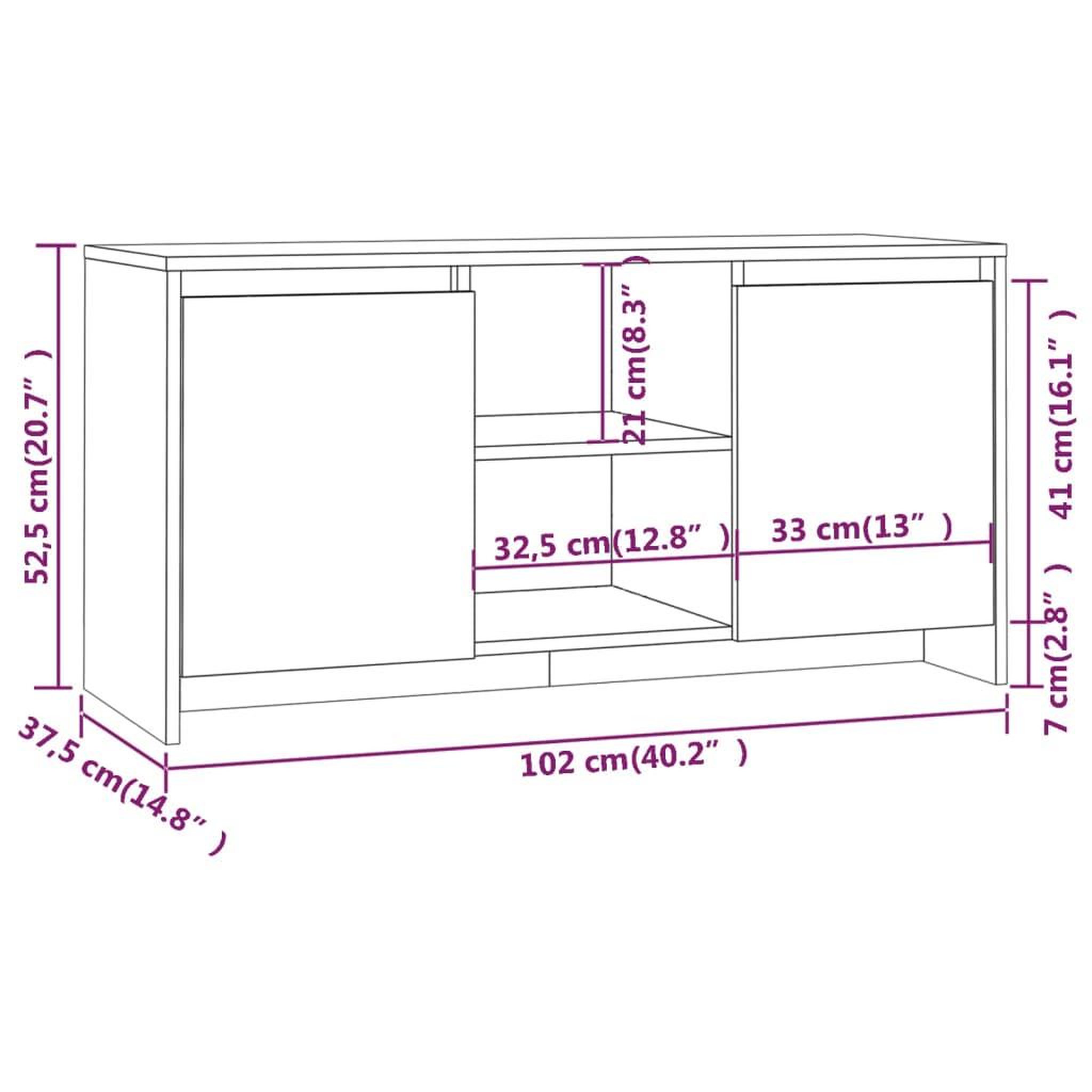 Voir la diapositive 6 : VIDAXL Meuble TV Blanc 102x37,5x52,5 cm Bois d'ingenierie