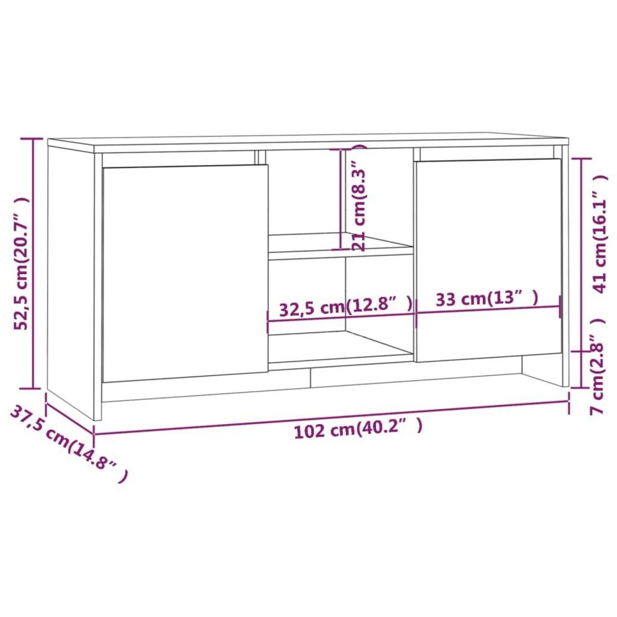 VIDAXL Meuble TV Blanc 102x37,5x52,5 cm Bois d'ingenierie