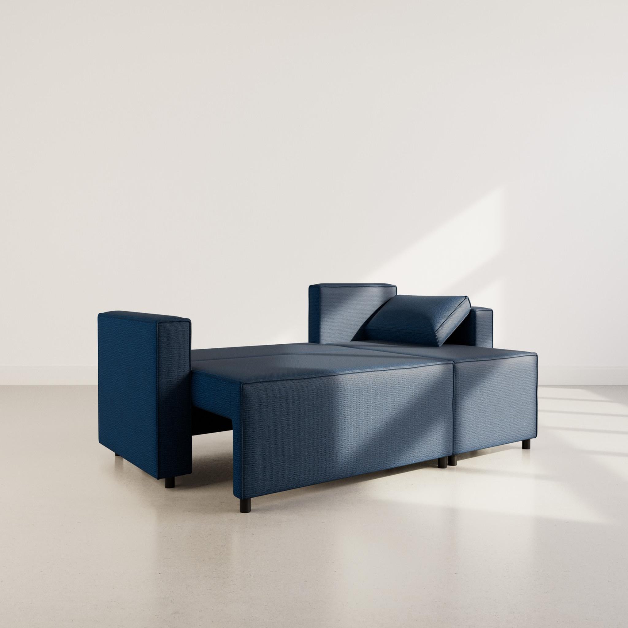 Voir la diapositive 2 : BEST MOBILIER Jonas - canapé d'angle réversible 4 places convertible avec coffre en tissu texturé