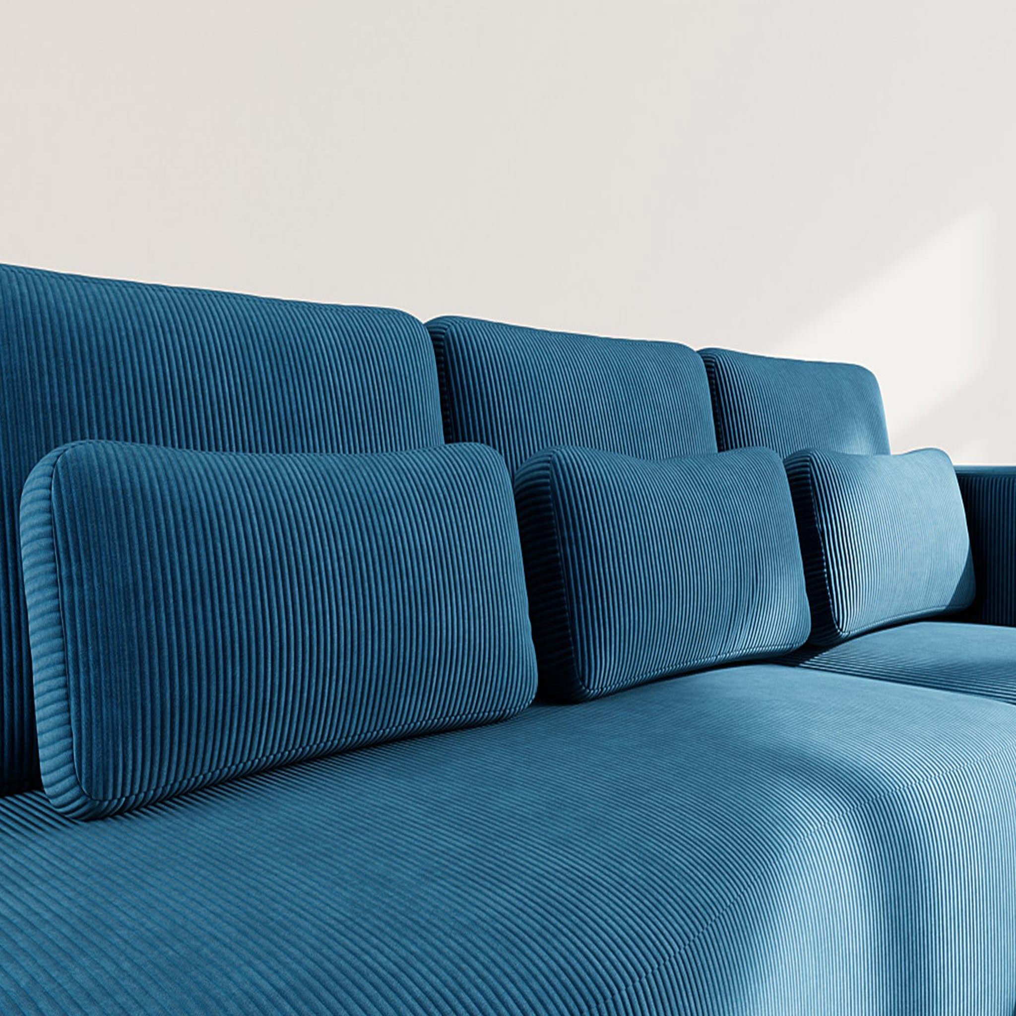 Voir la diapositive 4 : BEST MOBILIER Mahina - canapé d'angle droit 4 places convertible avec coffre en velours côtelé