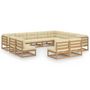 Voir la diapositive 2 : VIDAXL Salon de jardin 12 pcs avec coussins marron miel bois de pin