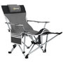 Voir la diapositive 1 : OUTSUNNY Chaise de camping pliante - repose-pied amovible, rangements - sac transport - gris