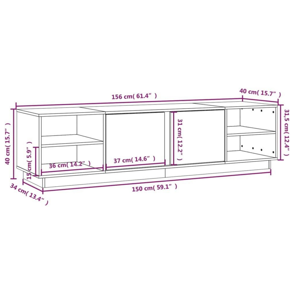 VIDAXL Meuble TV 156x40x40 cm Bois de pin massif
