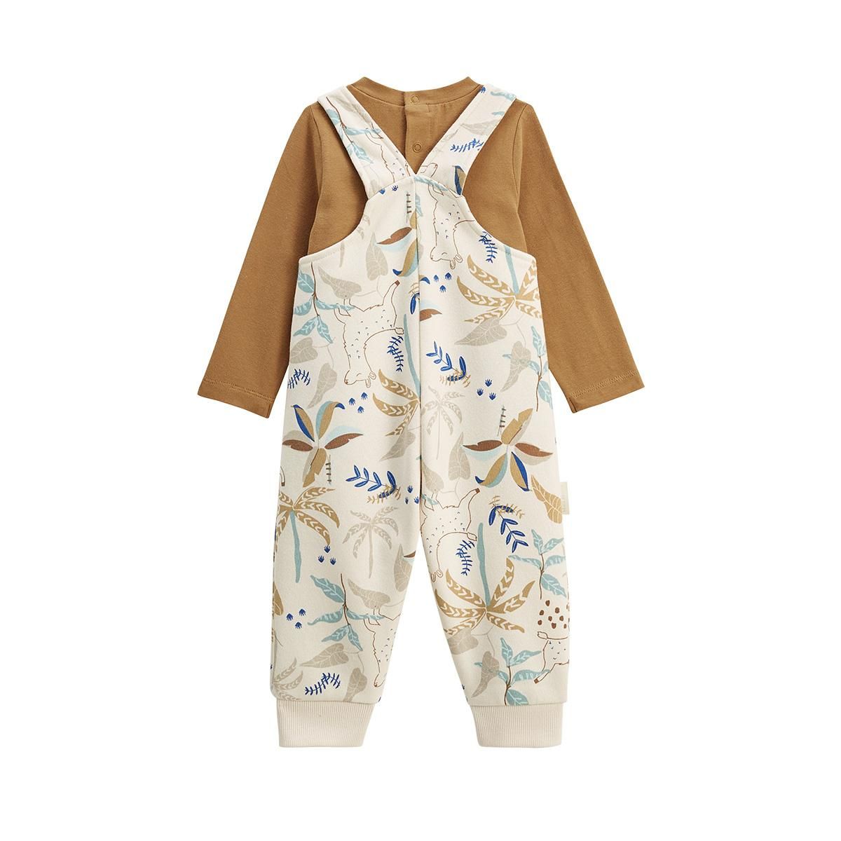 Petit Béguin Ensemble salopette bébé en molleton et t-shirt Lamascotte