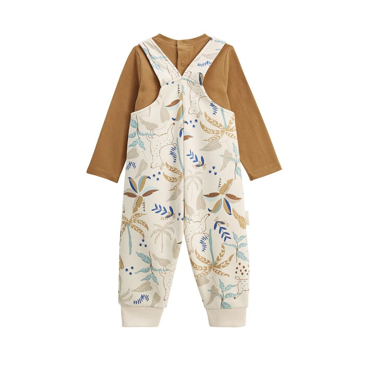 Petit Béguin Ensemble salopette bébé en molleton et t-shirt Lamascotte