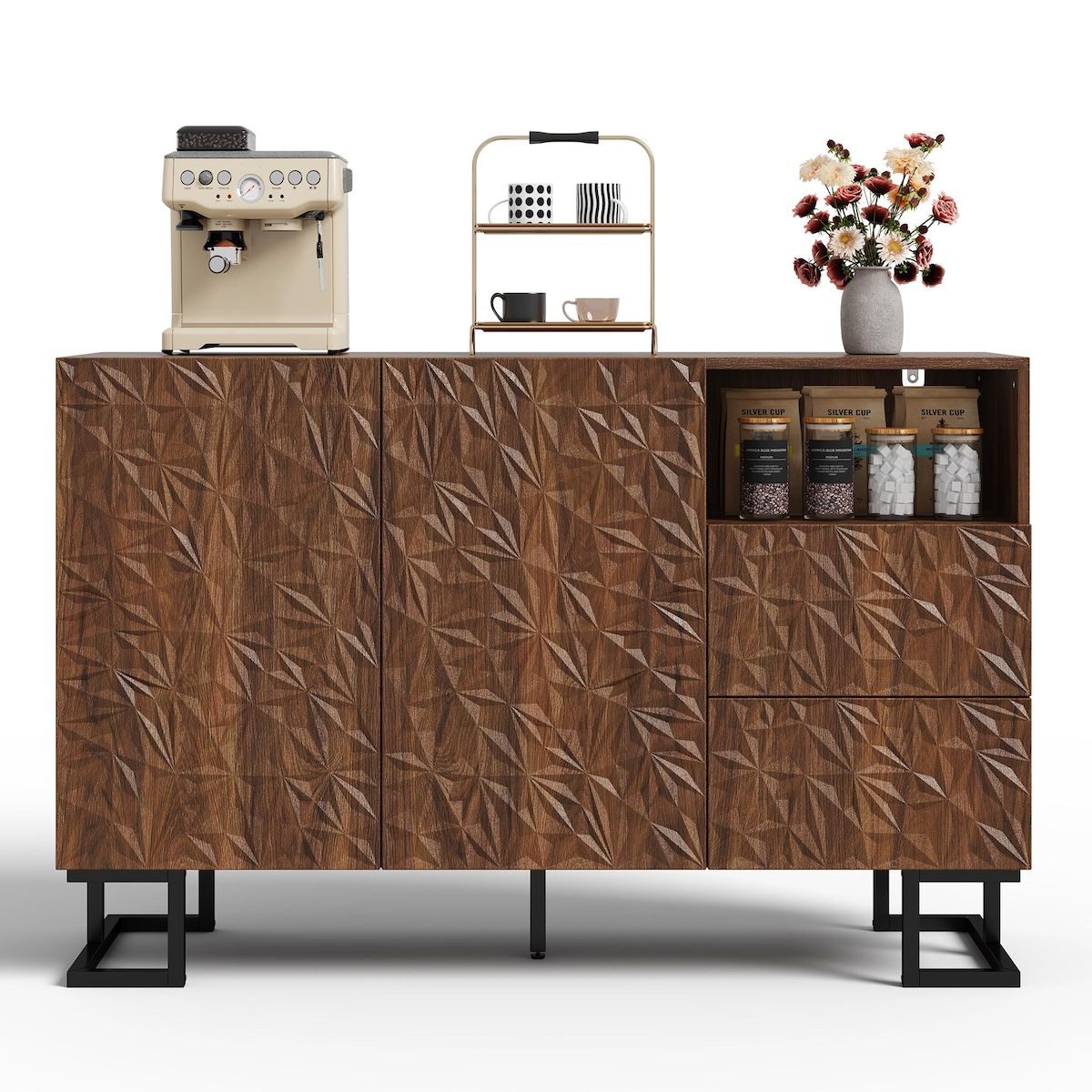 MERAX Buffet 2 porte(s) 2 tiroir(s) - 120 cm marron mdf