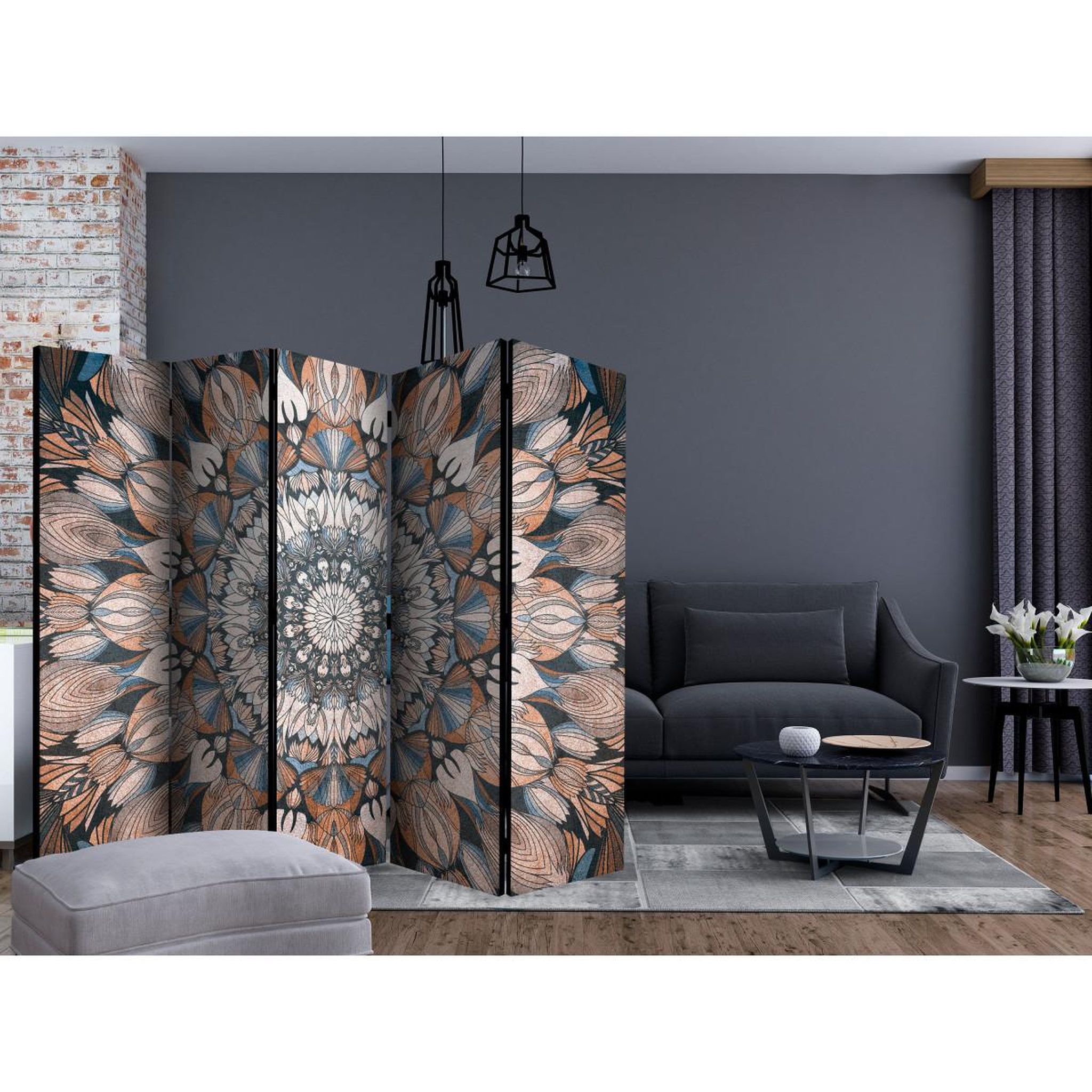 Voir la diapositive 2 : Paris Prix Paravent 5 volets  hetman mandala  172x225cm
