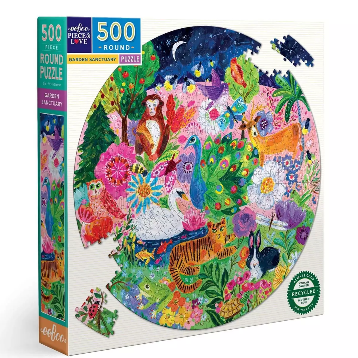 Eeboo Puzzle rond 500 pièces : Jardin Sanctuaire
