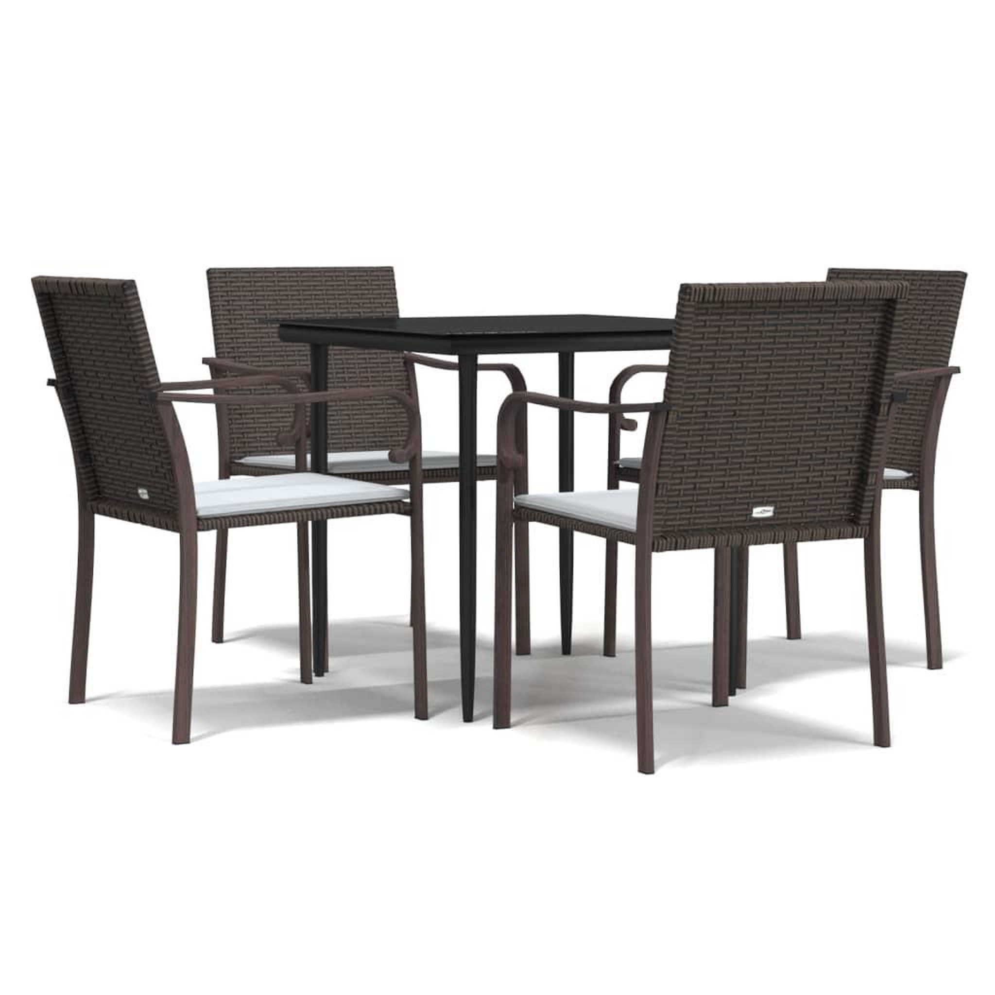 Voir la diapositive 2 : VIDAXL Ensemble a manger de jardin 5 pcs coussins resine tressee acier