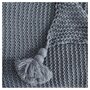 ACTUEL Plaid tricot uni en polyester finition pompons 400g/m² WINTER 