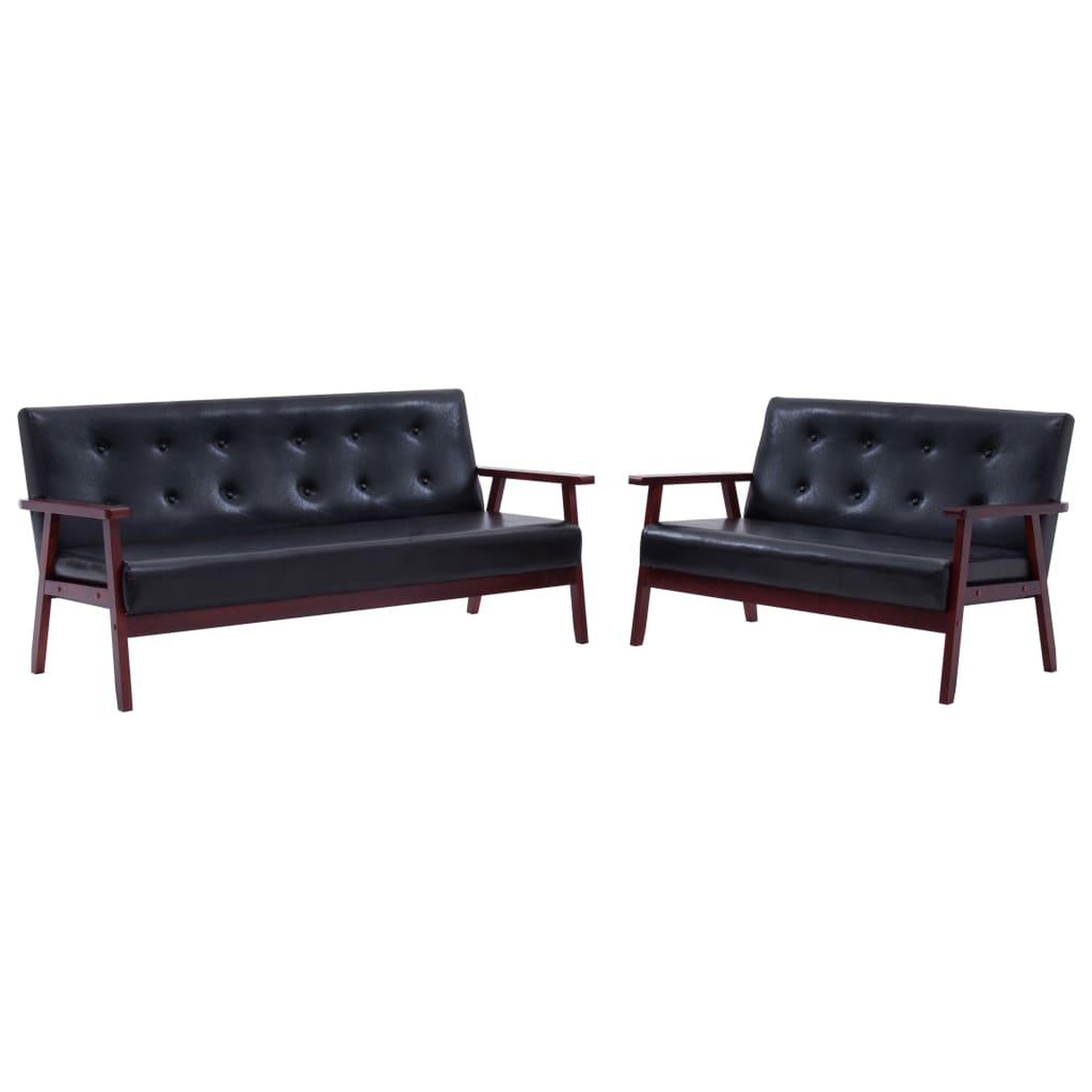 Voir la diapositive 2 : VIDAXL Ensemble de canapes 2 pcs Noir Similicuir