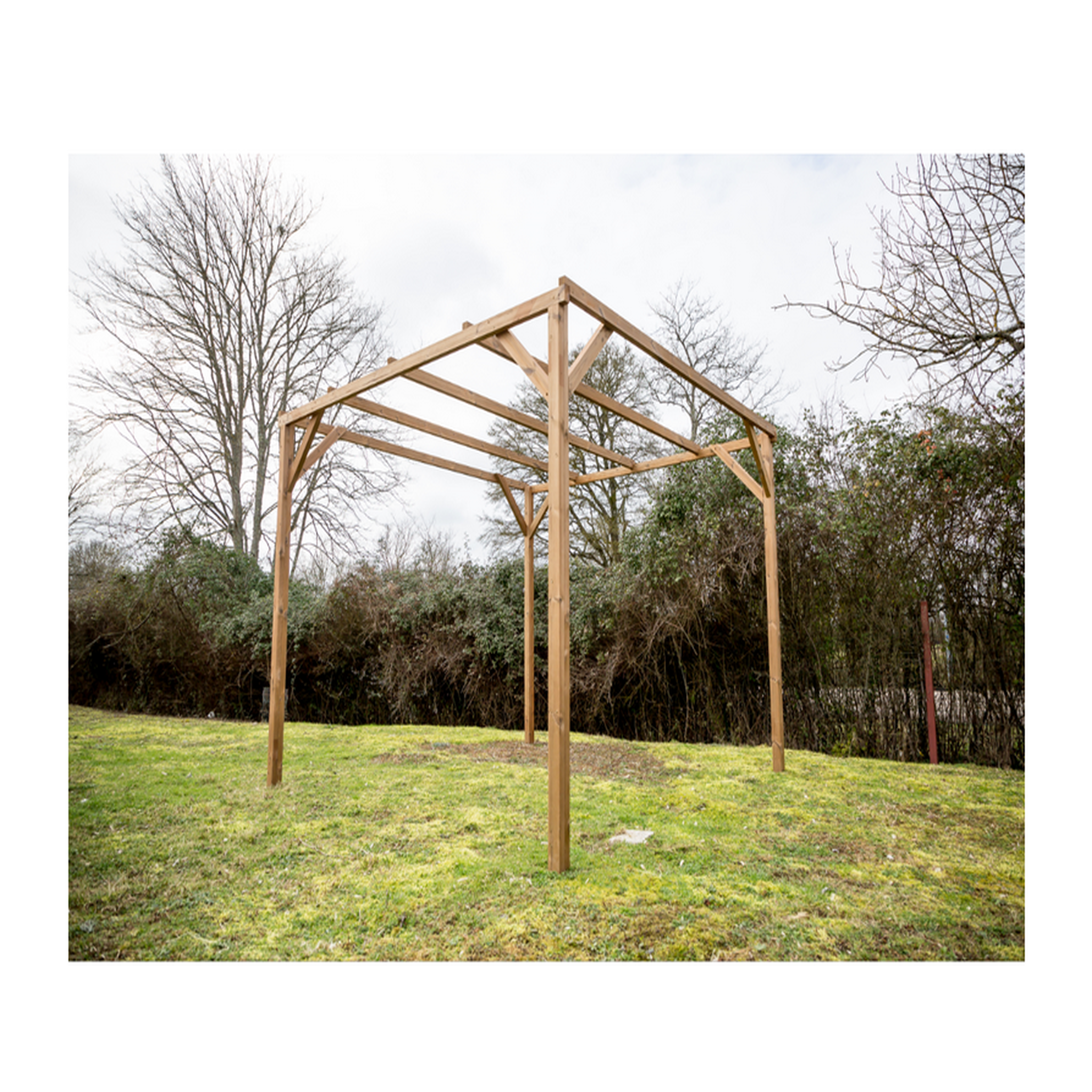 Voir la diapositive 2 : Hisense Pergola en bois thermo chauffé 8.88 m² sans couverture - th3030