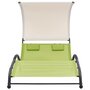 VIDAXL Chaise longue double avec auvent Textilene Vert