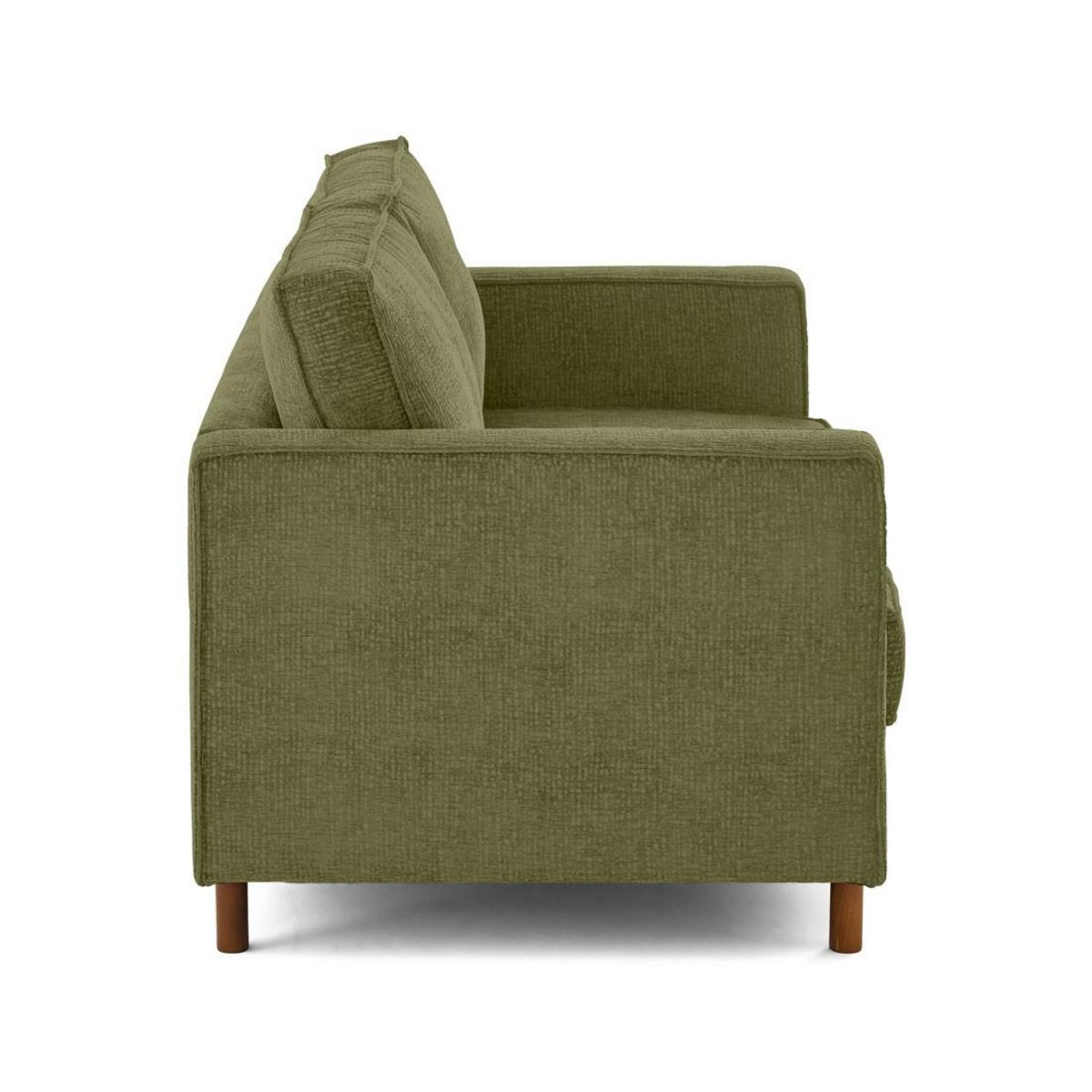 LISA DESIGN Jake - canapé droit 2 places en tissu velours relief - pieds en bois foncé