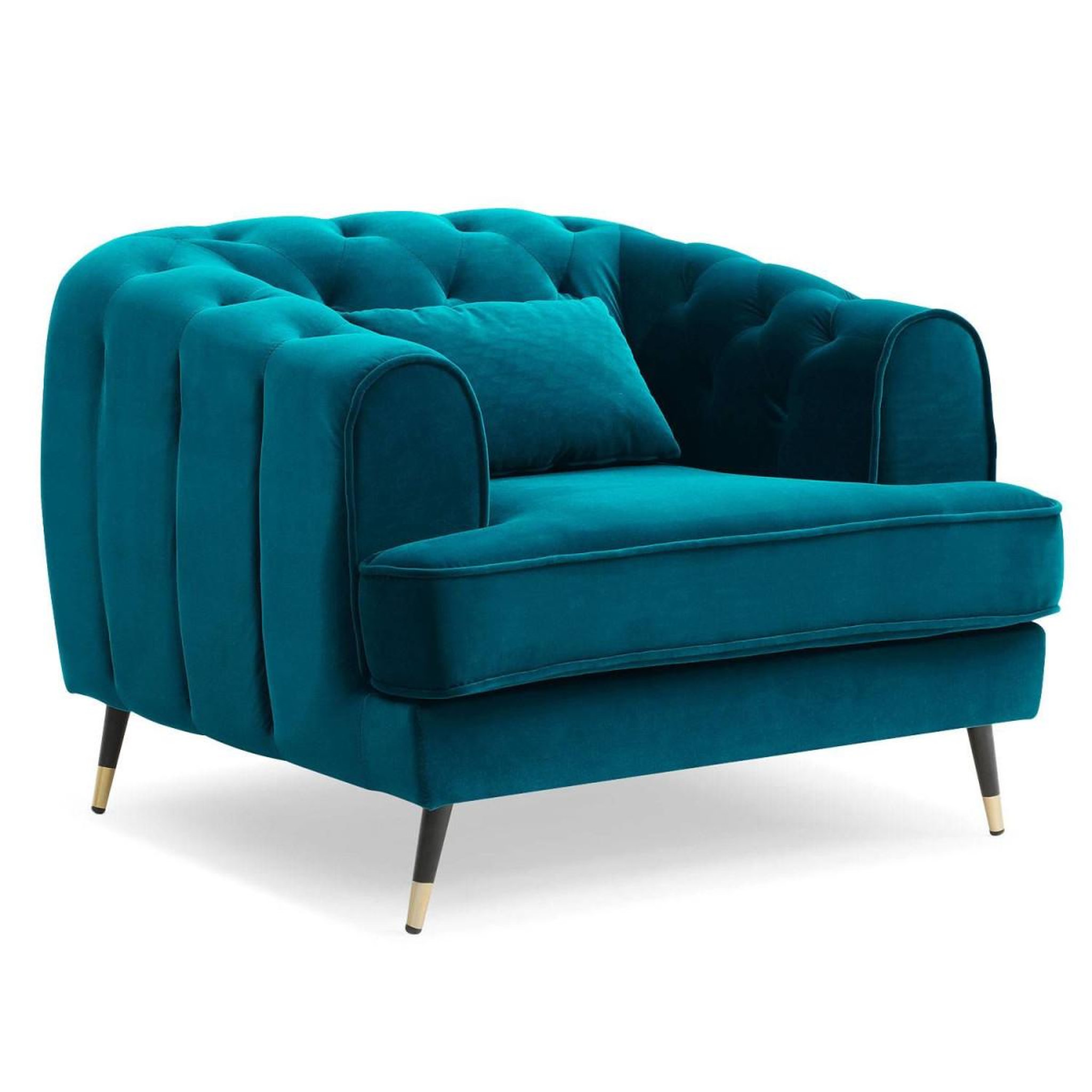 Voir la diapositive 2 : Paris Prix Fauteuil Capitonné en Velours  Glamour  93cm Bleu