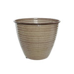 JARDIDECO Cache-pot rond en acier émaillé taupe Amy - Ø 33 x 26 cm - Jardideco