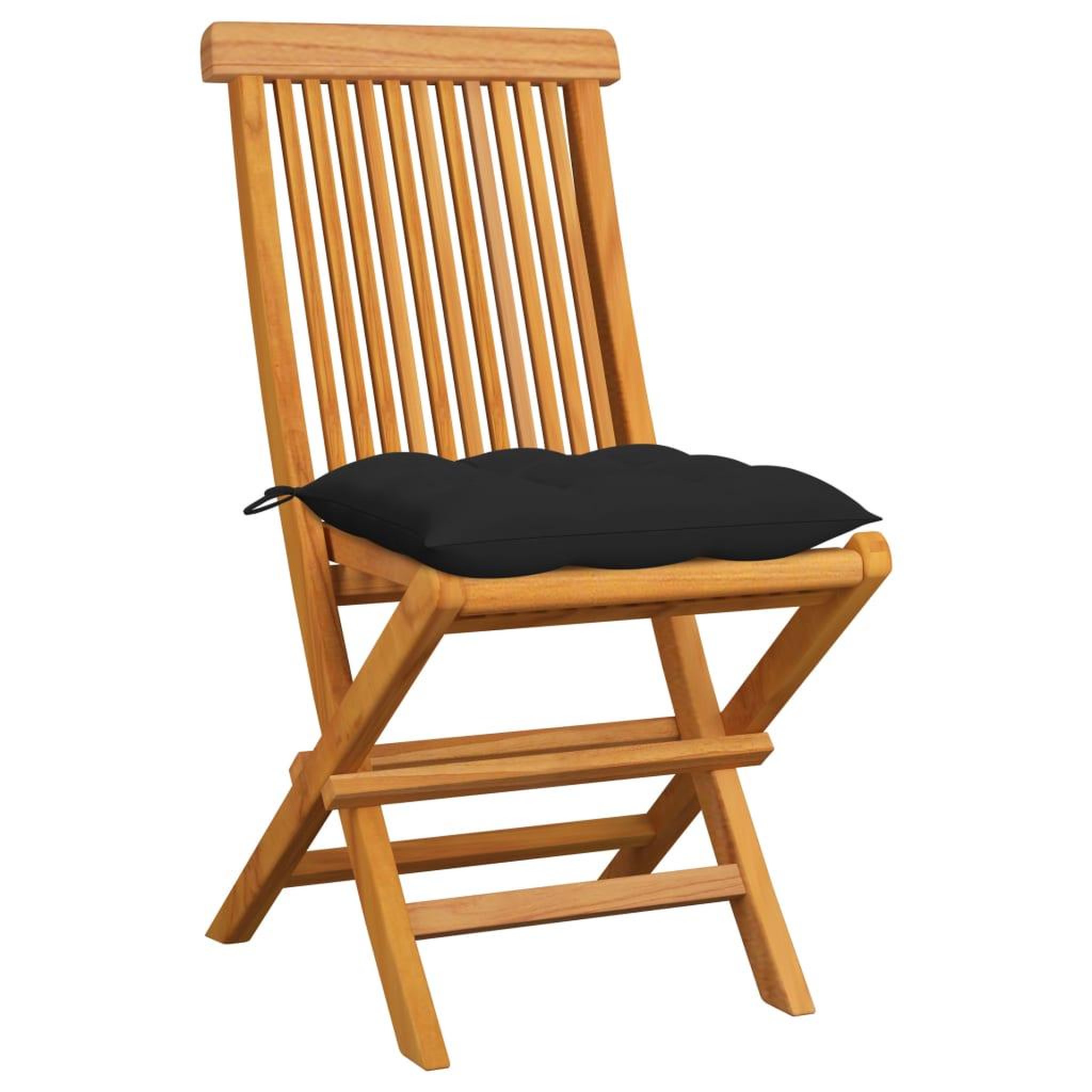 Voir la diapositive 2 : VIDAXL Chaises de jardin et coussins noir lot de 6 Bois de teck massif