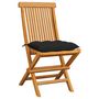 Voir la diapositive 2 : VIDAXL Chaises de jardin et coussins noir lot de 6 Bois de teck massif