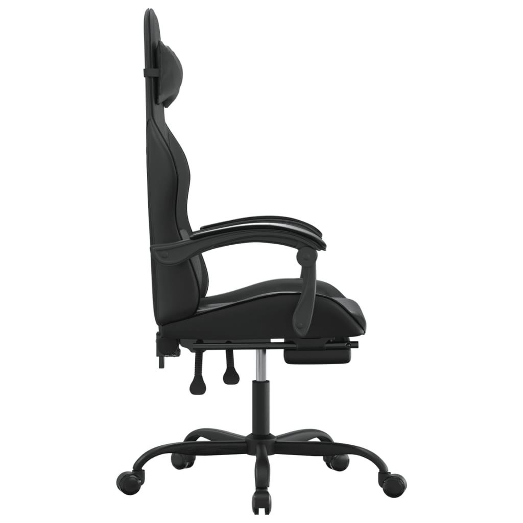 Voir la diapositive 4 : VIDAXL Chaise de jeu pivotante avec repose-pied Noir Similicuir