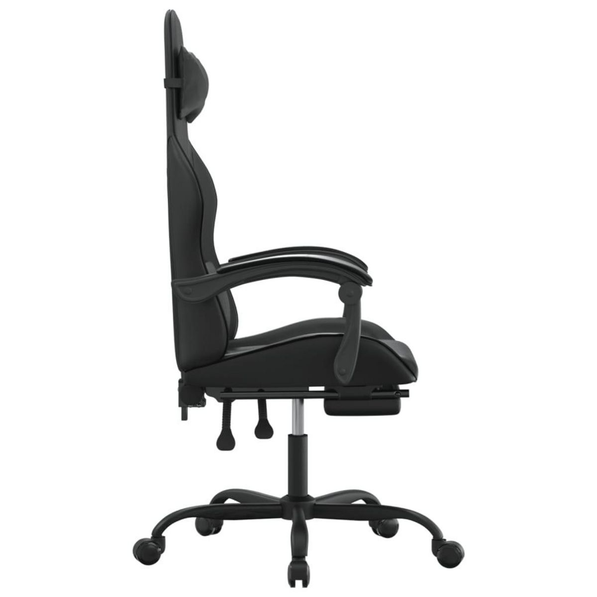 VIDAXL Chaise de jeu pivotante avec repose-pied Noir Similicuir