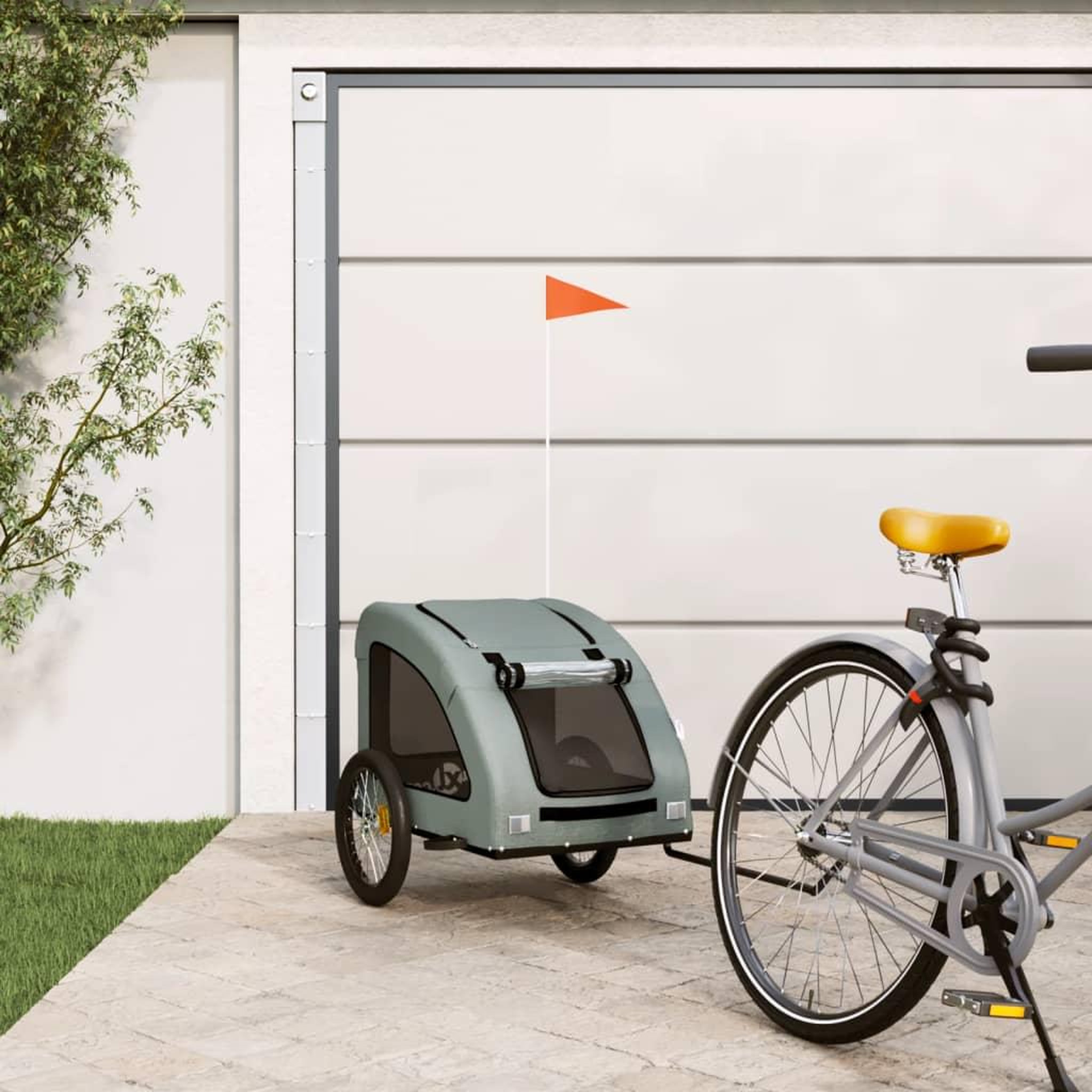 VIDAXL Remorque de velo pour animaux de compagnie gris