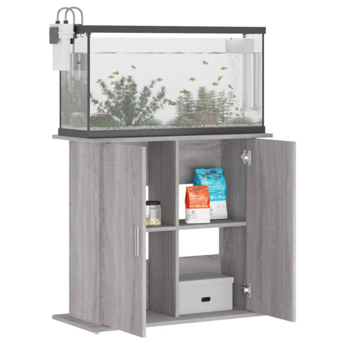 VIDAXL Support pour aquarium sonoma gris 81x36x73 cm bois d ingénierie