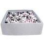  Piscine à balles pour enfant, 120x120 cm, Aire de jeu + 1200 balles noir,blanc,rose clair,gris