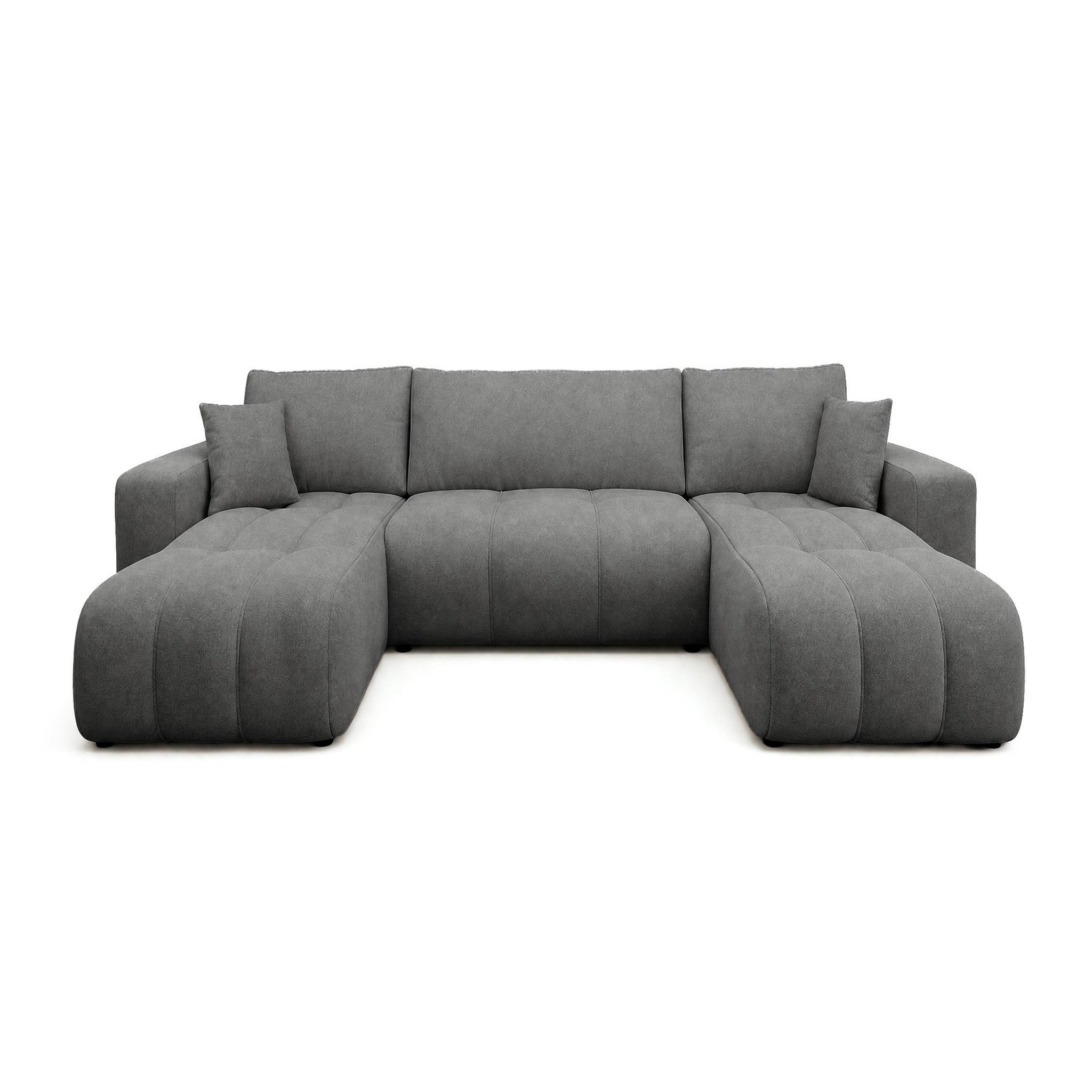 Voir la diapositive 1 : BEST MOBILIER Nicole - canapé panoramique en u 7 places convertible avec coffre en tissu