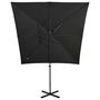 Voir la diapositive 5 : VIDAXL Parasol de jardin en porte-a-faux et mat et lumieres LED noir