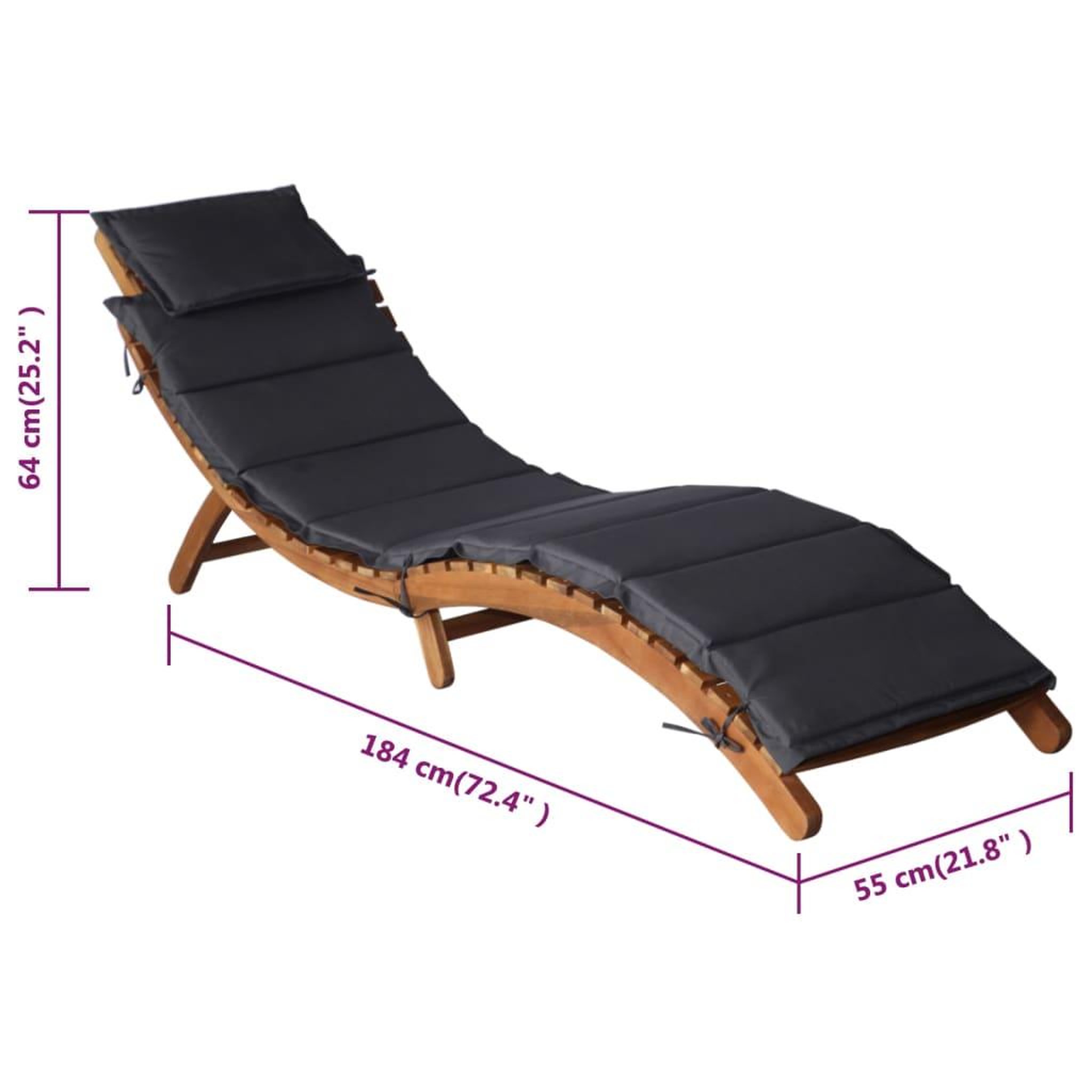 Voir la diapositive 6 : VIDAXL Chaises longues et coussins 2 pcs gris fonce bois massif acacia