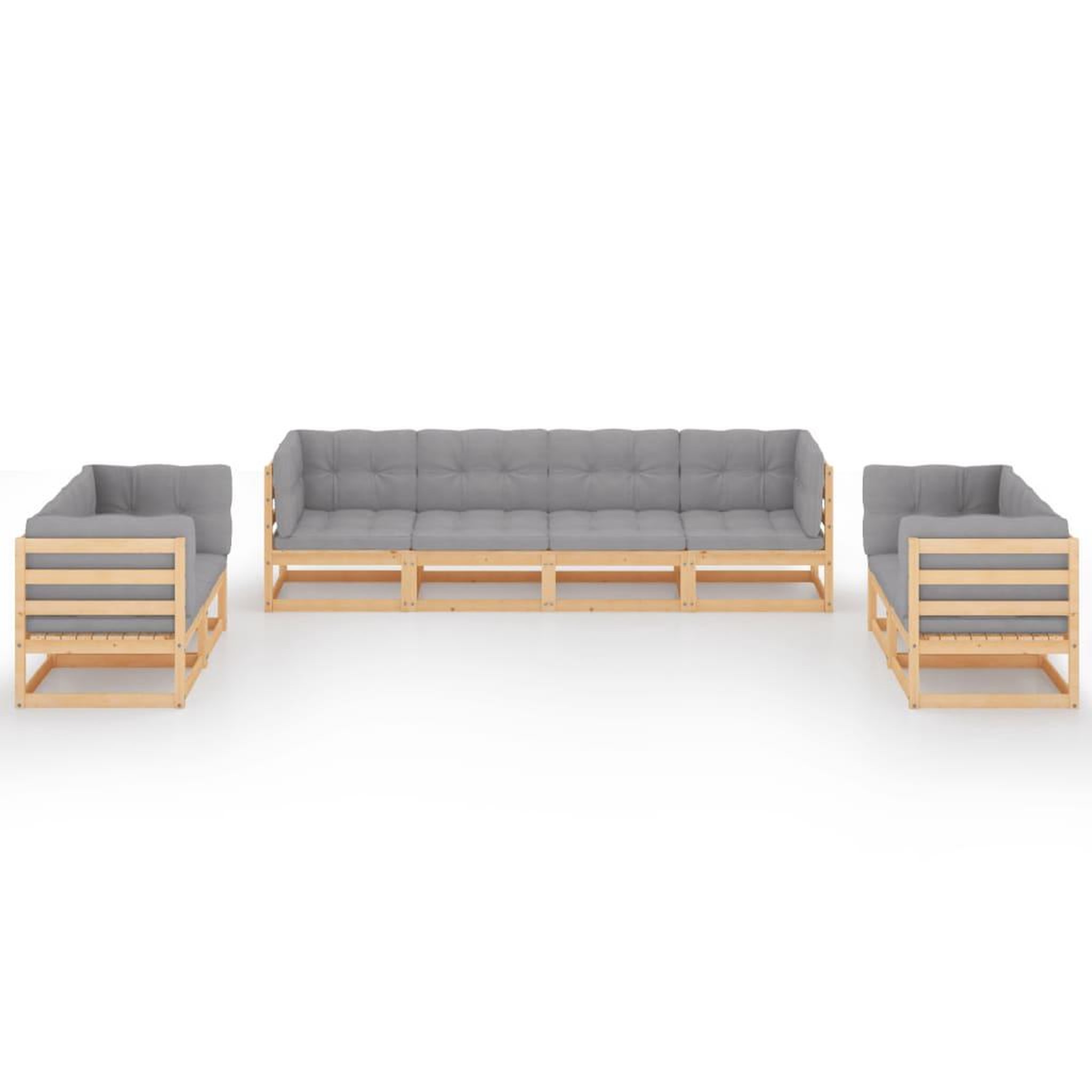 Voir la diapositive 3 : VIDAXL Salon de jardin 8 pcs avec coussins Bois de pin massif