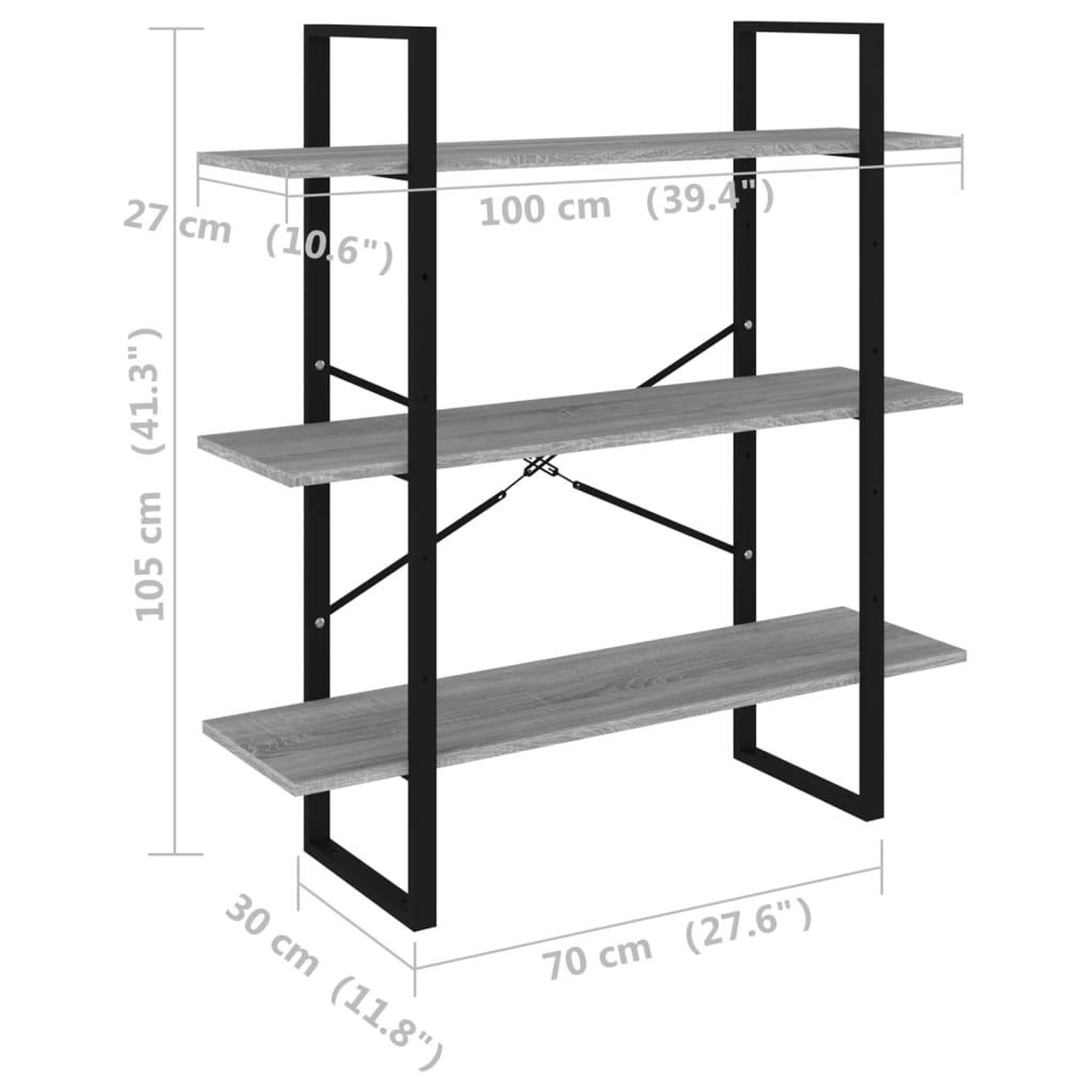 Voir la diapositive 6 : VIDAXL Bibliotheque Sonoma gris 100x30x105 cm Bois d'ingenierie