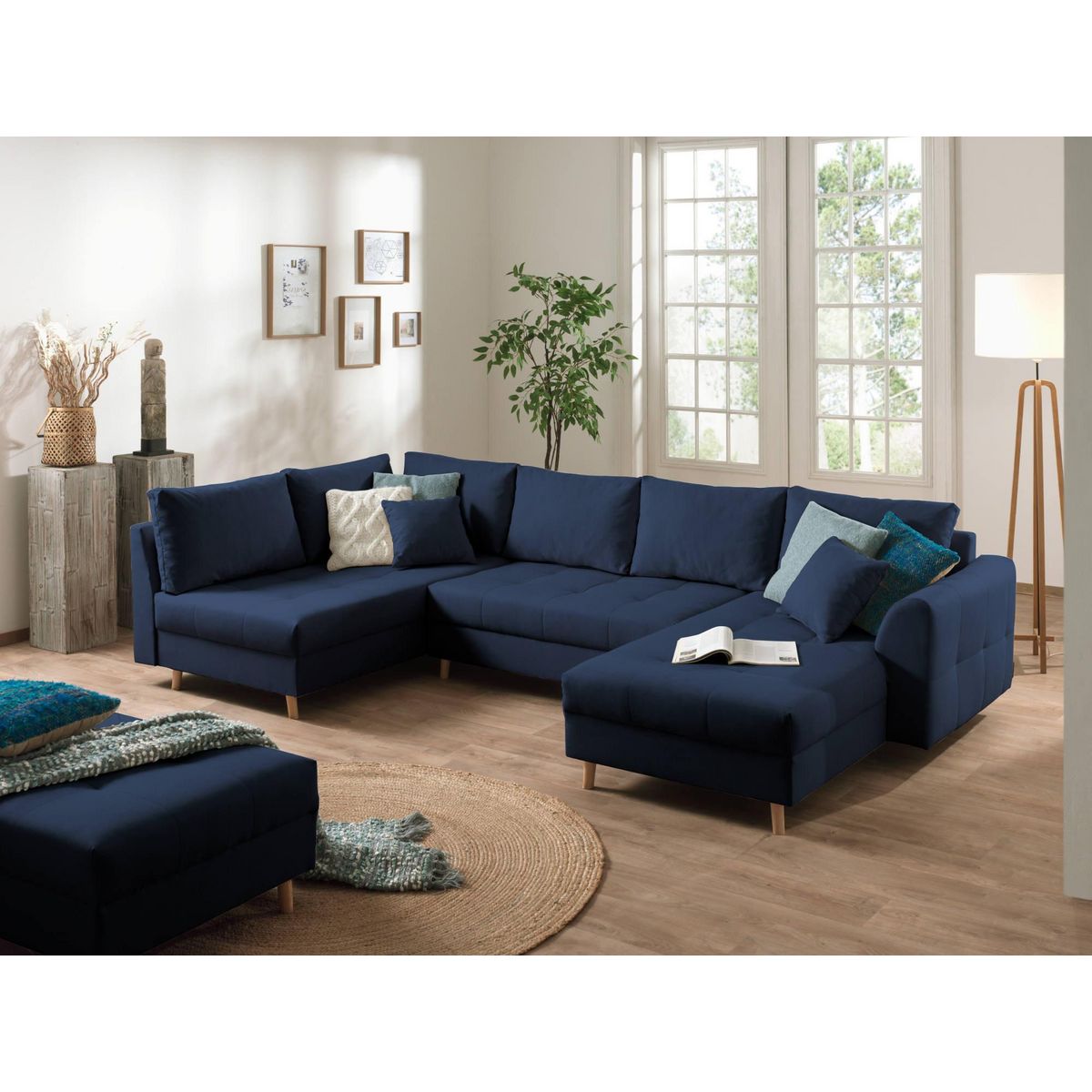 LISA DESIGN Rune - canapé panoramique avec pouf d'appoint - 7 places - style scandinave - gauche