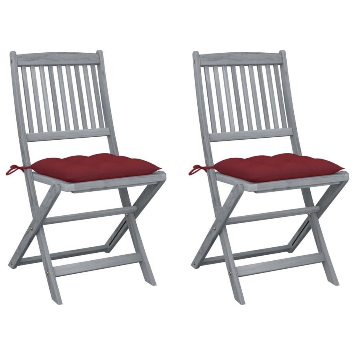 VIDAXL Chaises pliables d'exterieur lot de 2 et coussins Bois d'acacia