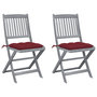 Voir la diapositive 1 : VIDAXL Chaises pliables d'exterieur lot de 2 et coussins Bois d'acacia