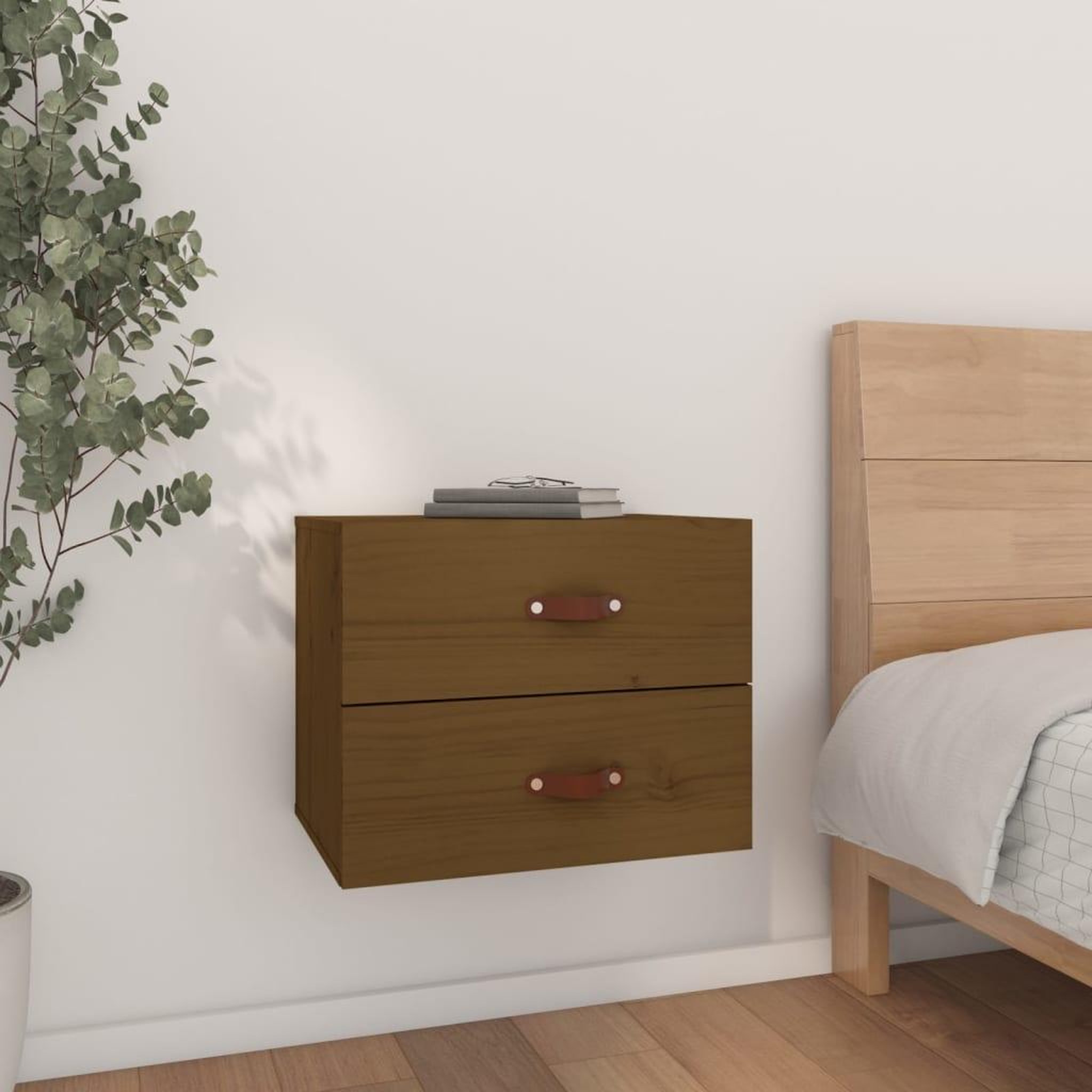 Voir la diapositive 1 : VIDAXL Table de chevet murale Marron miel 50x36x40 cm