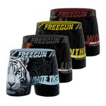 FREEGUN Lot de 4 boxers enfant Wild Life. Coloris disponibles : Noir