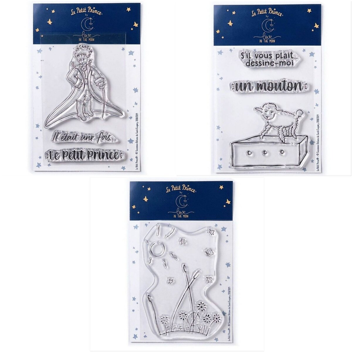  7 Tampons transparents Le Petit Prince Messages + Mouton + Paysage