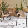 Voir la diapositive 2 : SWEEEK Fauteuils de jardin structure métallique noir et résine plastique couleur naturelle. traitement antirouille. lot de 4 TONALA