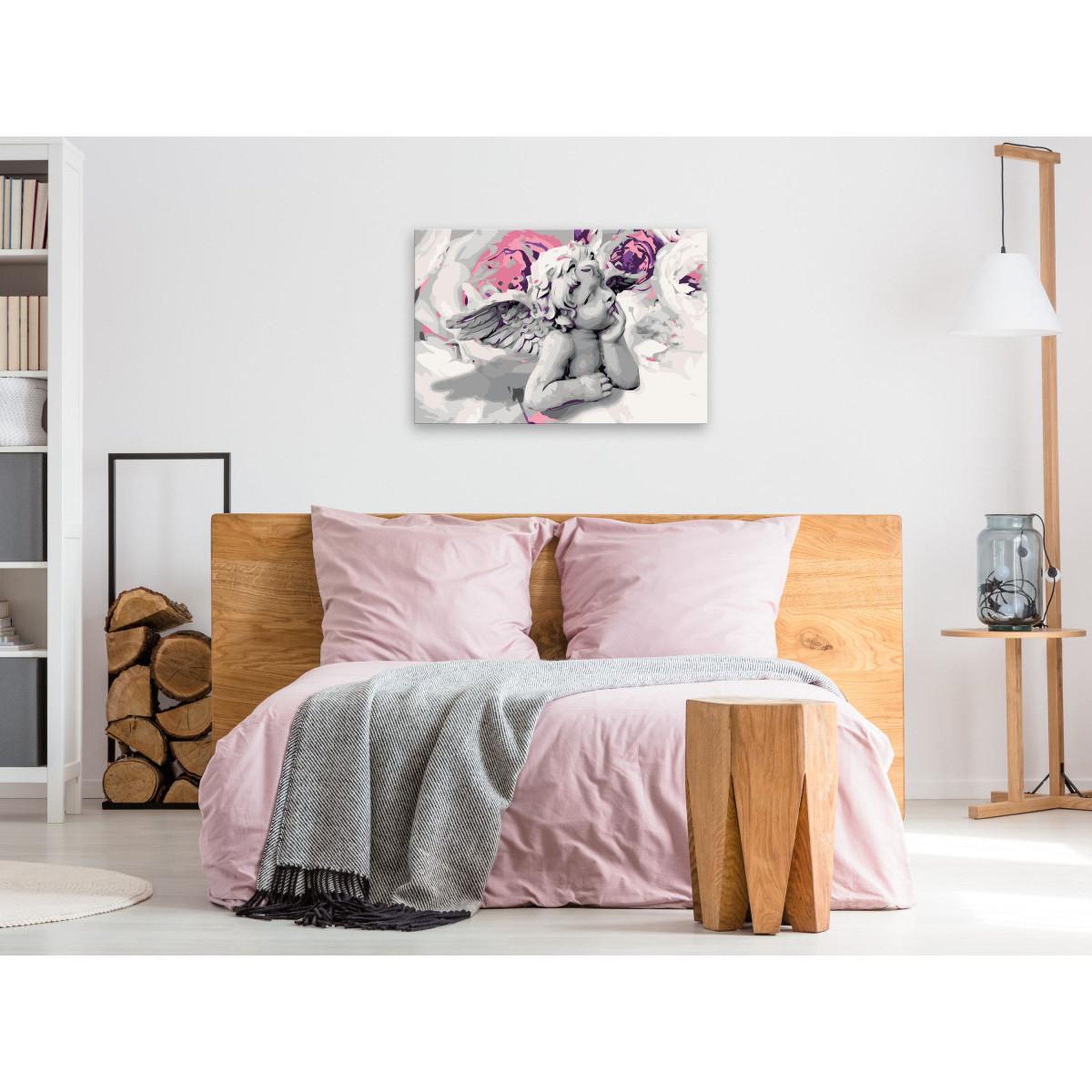 Voir la diapositive 2 : Paris Prix Tableau à Peindre Soi-Même  Ange Fleurs au Fond  40x60cm