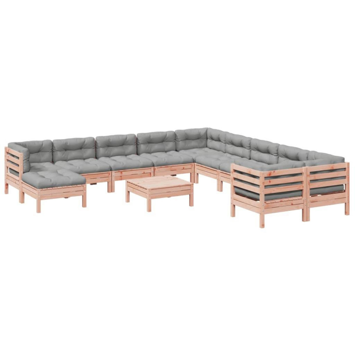 VIDAXL Salon de jardin avec coussins 12 pcs bois massif sapin douglas