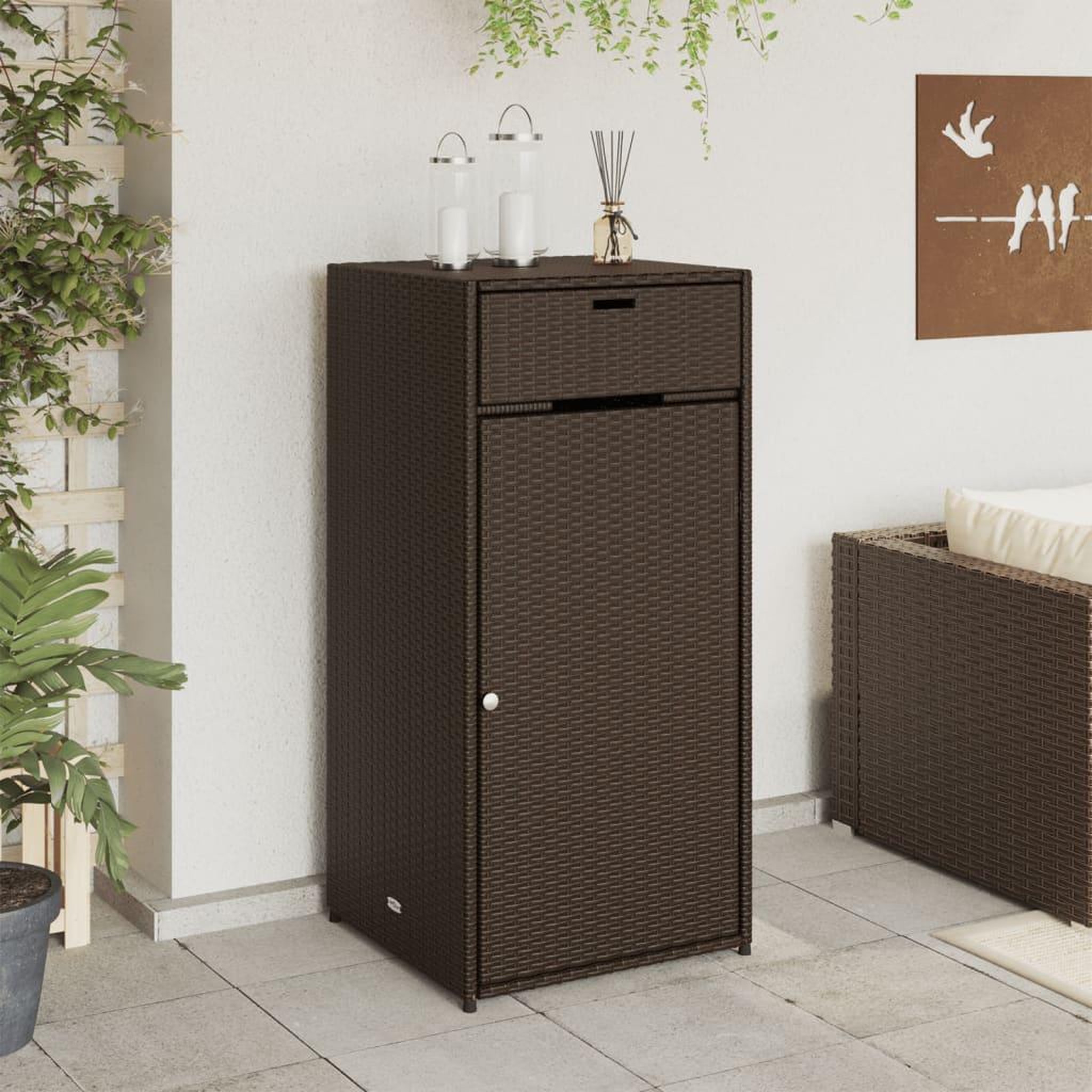 Voir la diapositive 3 : VIDAXL Armoire de rangement jardin marron 55x55x111 cm resine tressee
