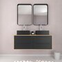 Aurlane Meuble de salle de bain caisson 4 tiroirs + 2 vasques rectangles - UBY 120cm