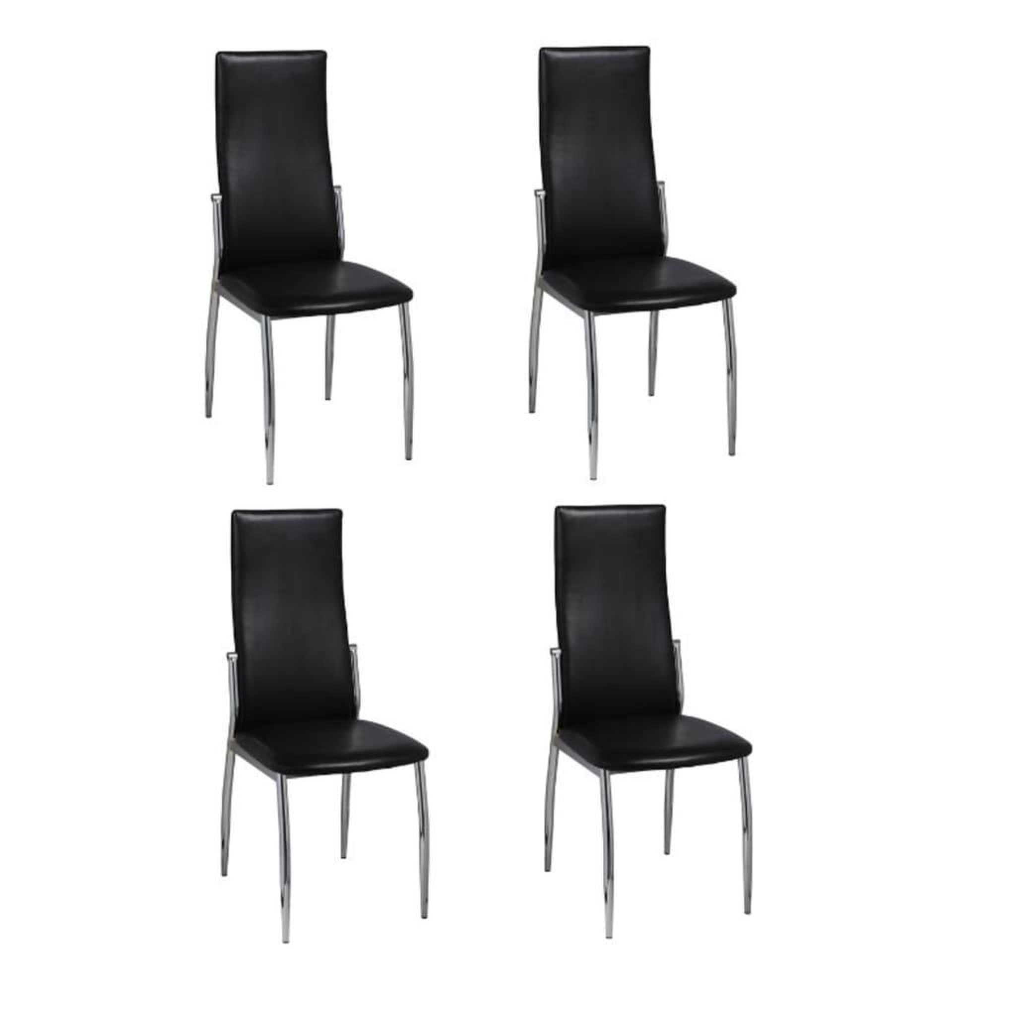 Voir la diapositive 2 : VIDAXL Chaises a manger lot de 4 noir similicuir