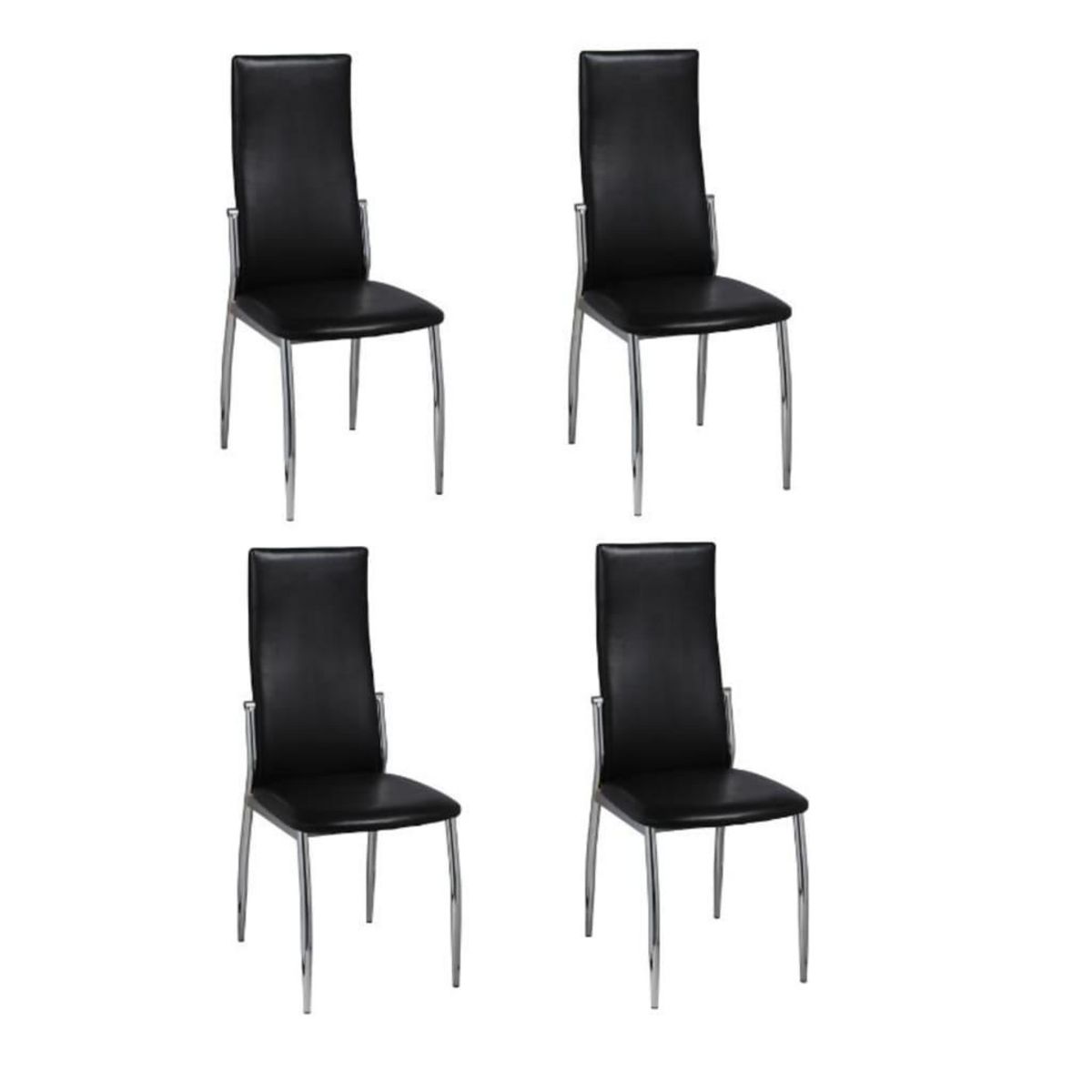 VIDAXL Chaises a manger lot de 4 noir similicuir