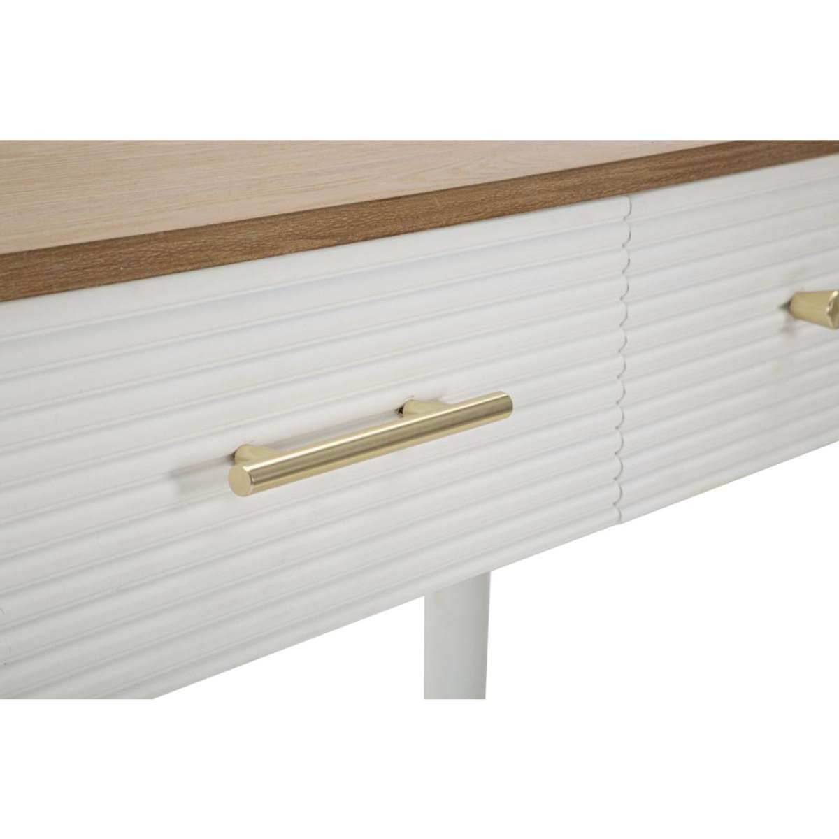 Paris Prix Console en Bois 3 Tiroirs  Matera  107cm Blanc & Naturel