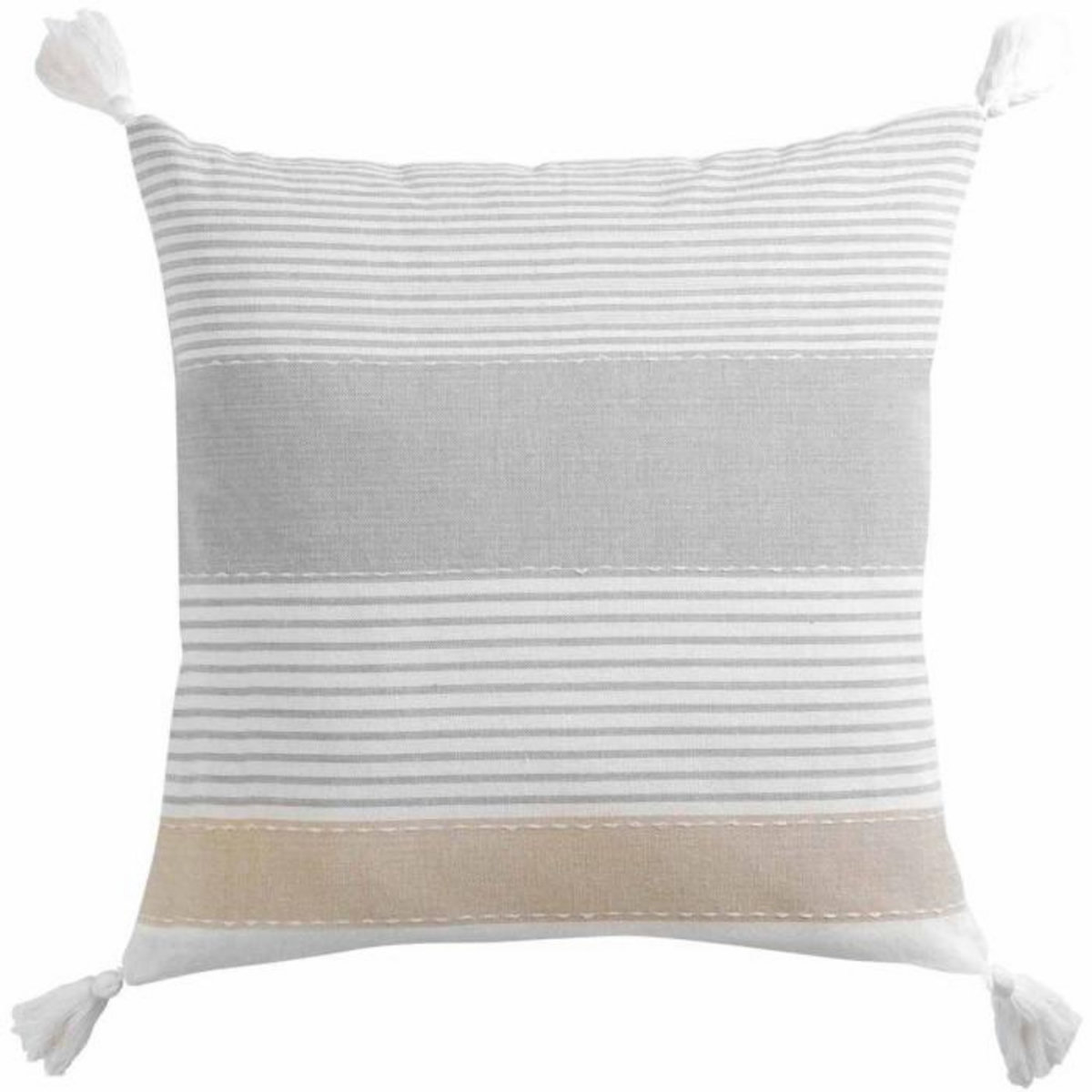 Paris Prix Coussin Déco à Pompons  Iliade  60x60cm Gris