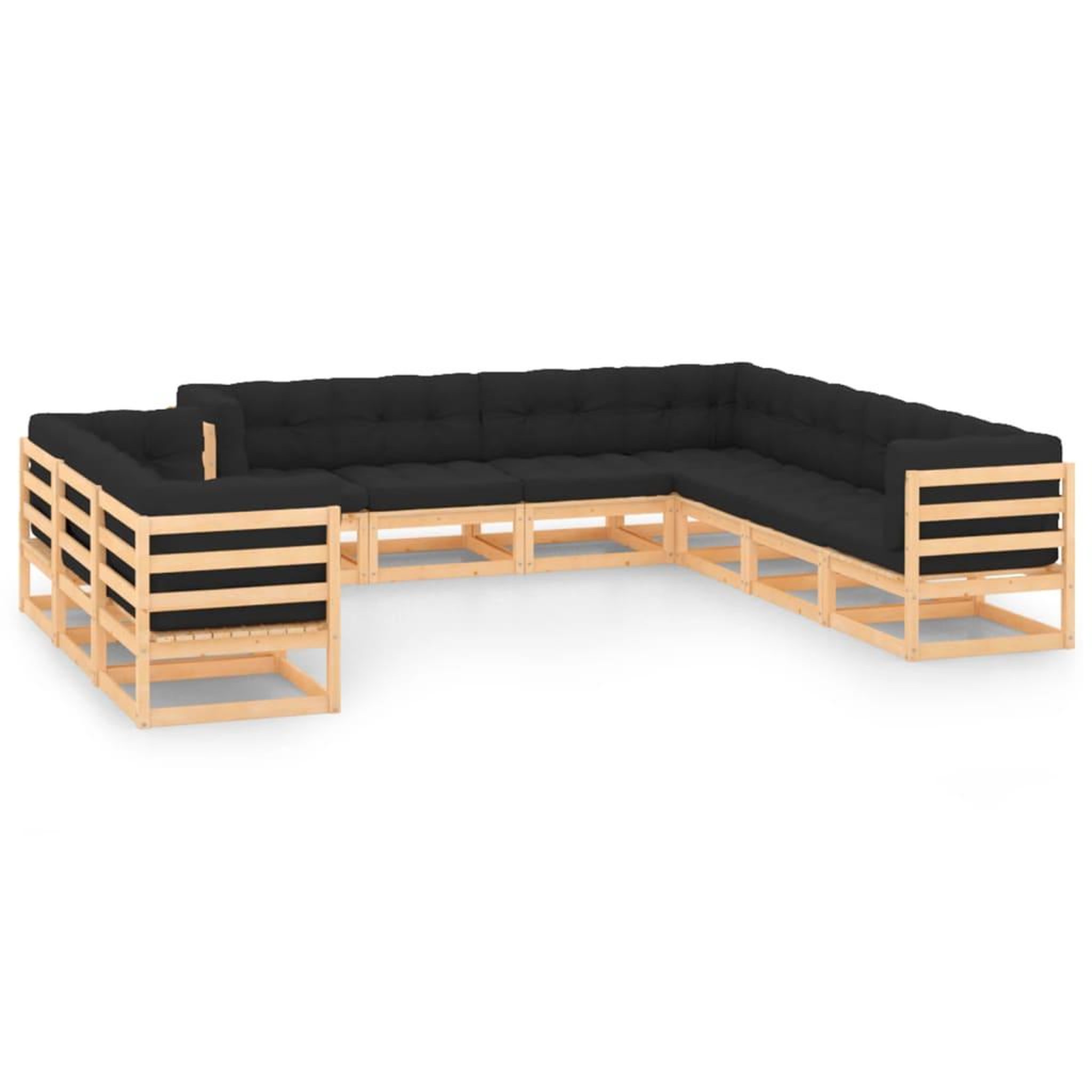 Voir la diapositive 1 : VIDAXL Salon de jardin 10 pcs avec coussins anthracite Pin massif